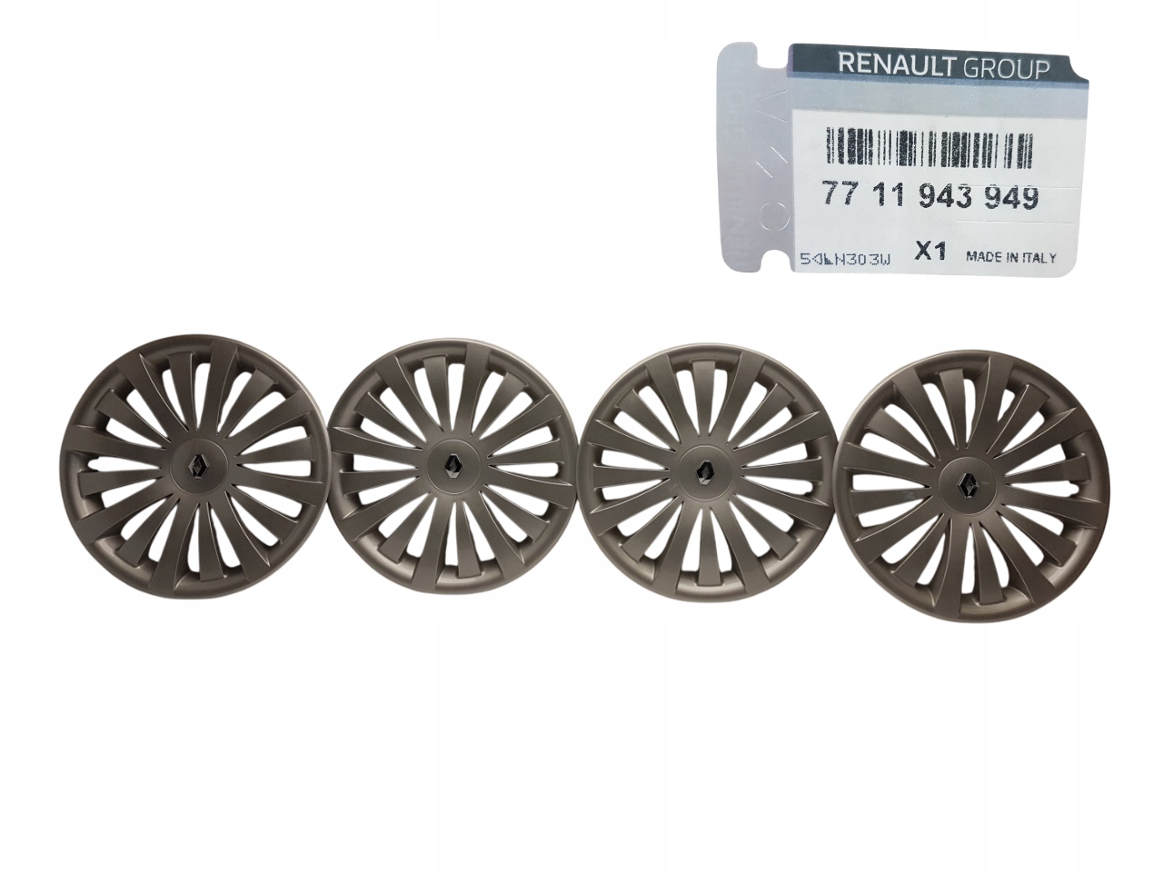 Puklice Renault 15-palcový komplet 4 Kusov 7711943949 Nový Originál Oe
