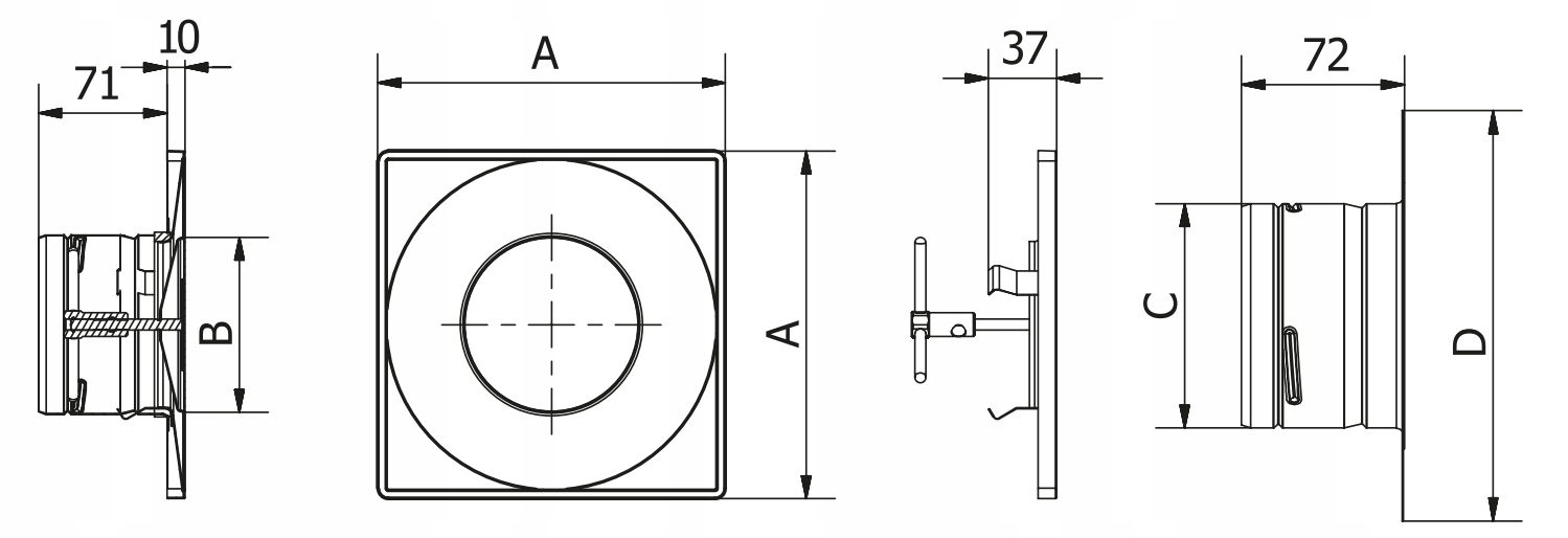 Anemostat nawiewno-wywiewny fi 160 Materiał metal