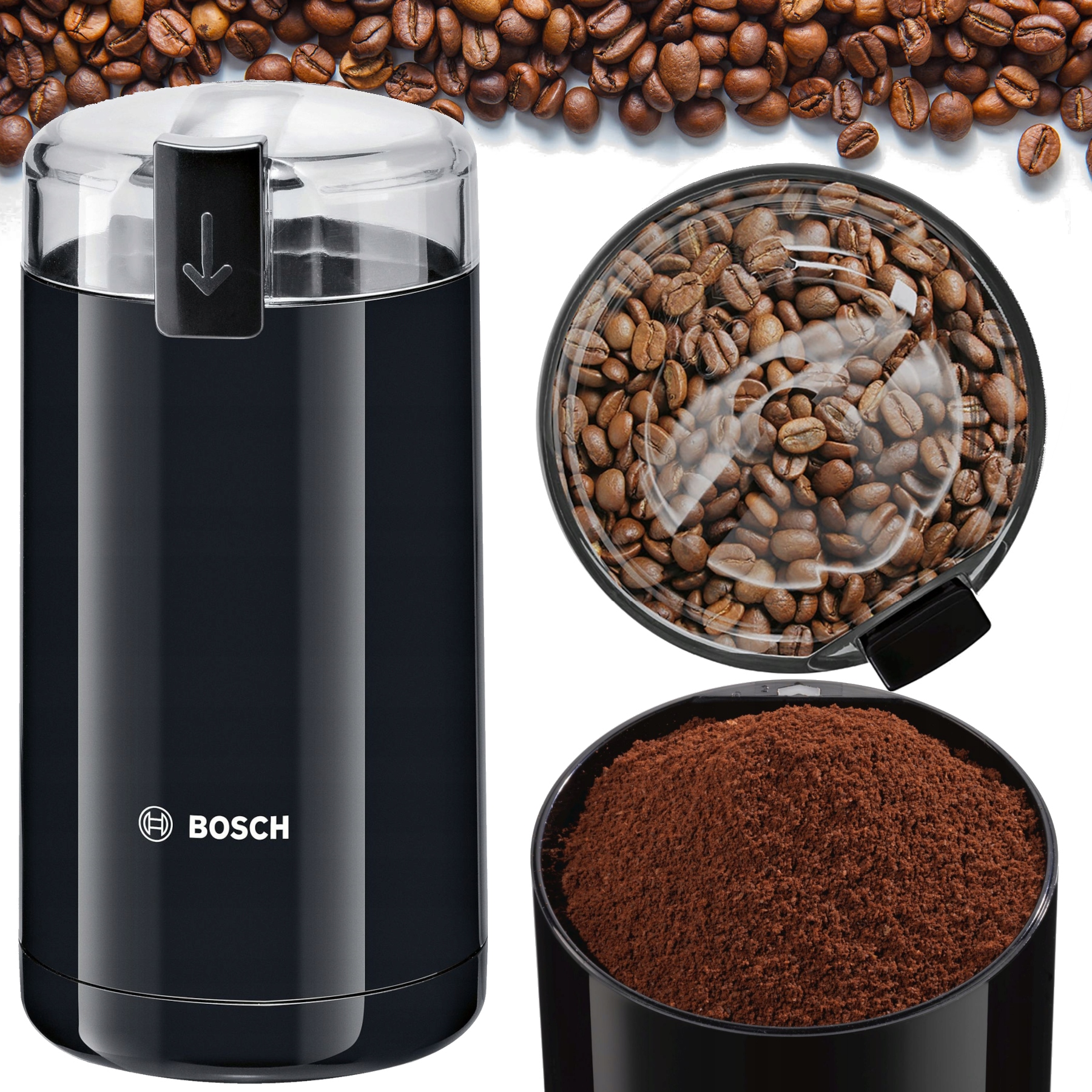 Elektryczny Młynek Do Kawy Bosch Czarny 180W Moc 150 g/min!