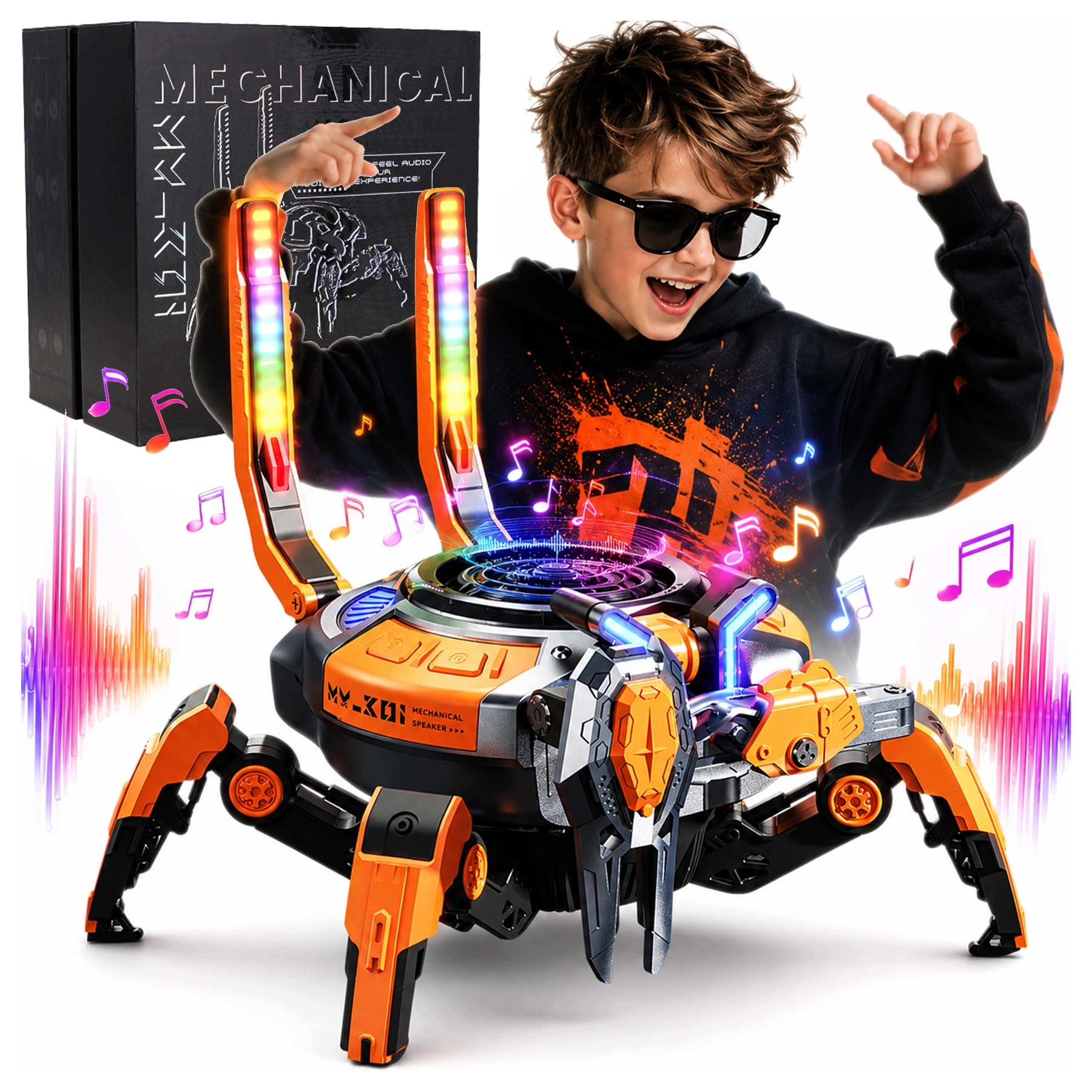 Bluetooth 5.0 Bezdrátový Reproduktor Pro Hráče MP3 Tws Rgb Led Mecha Krab