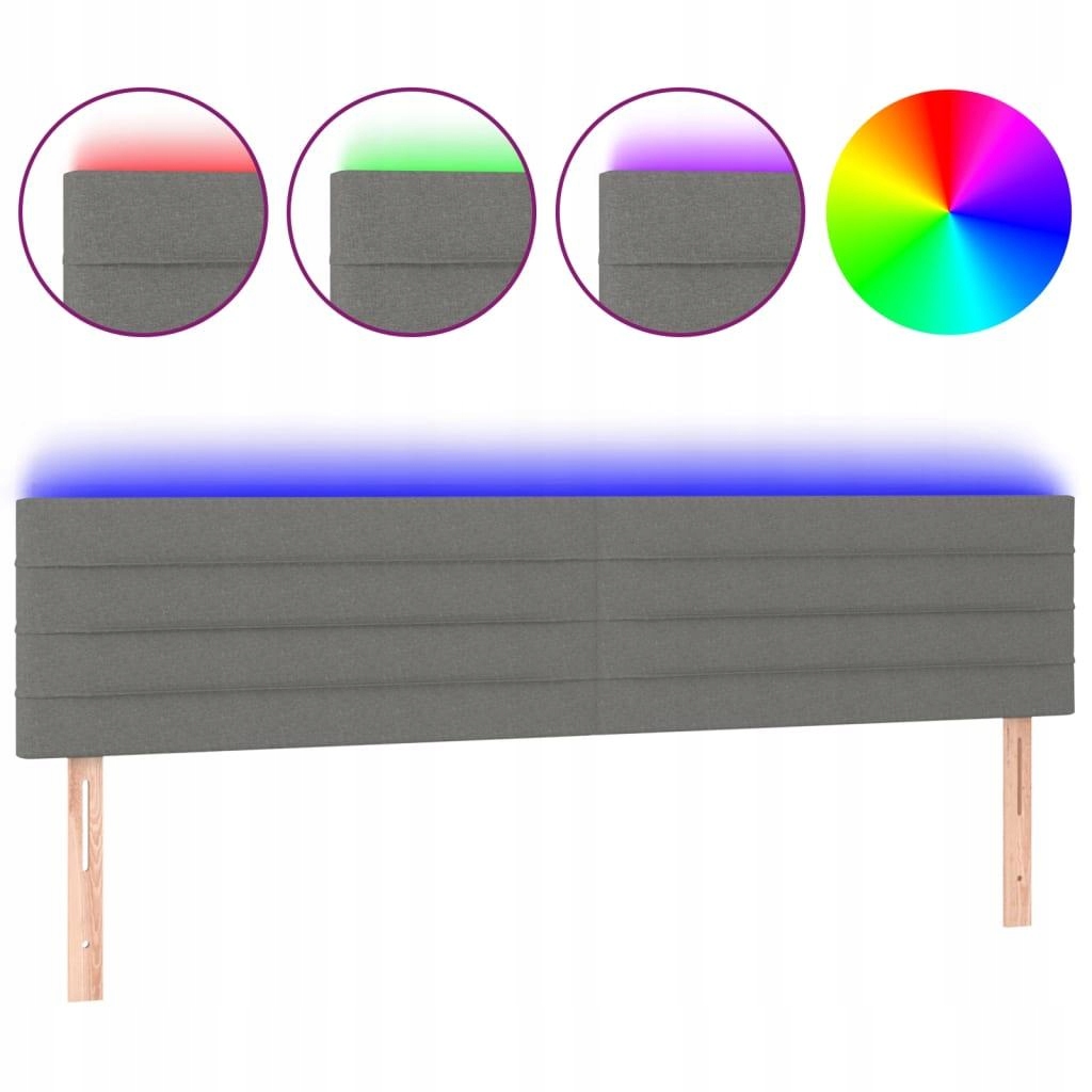 VidaXL Opěrka hlavy do postele s Led, tmavě šedá,