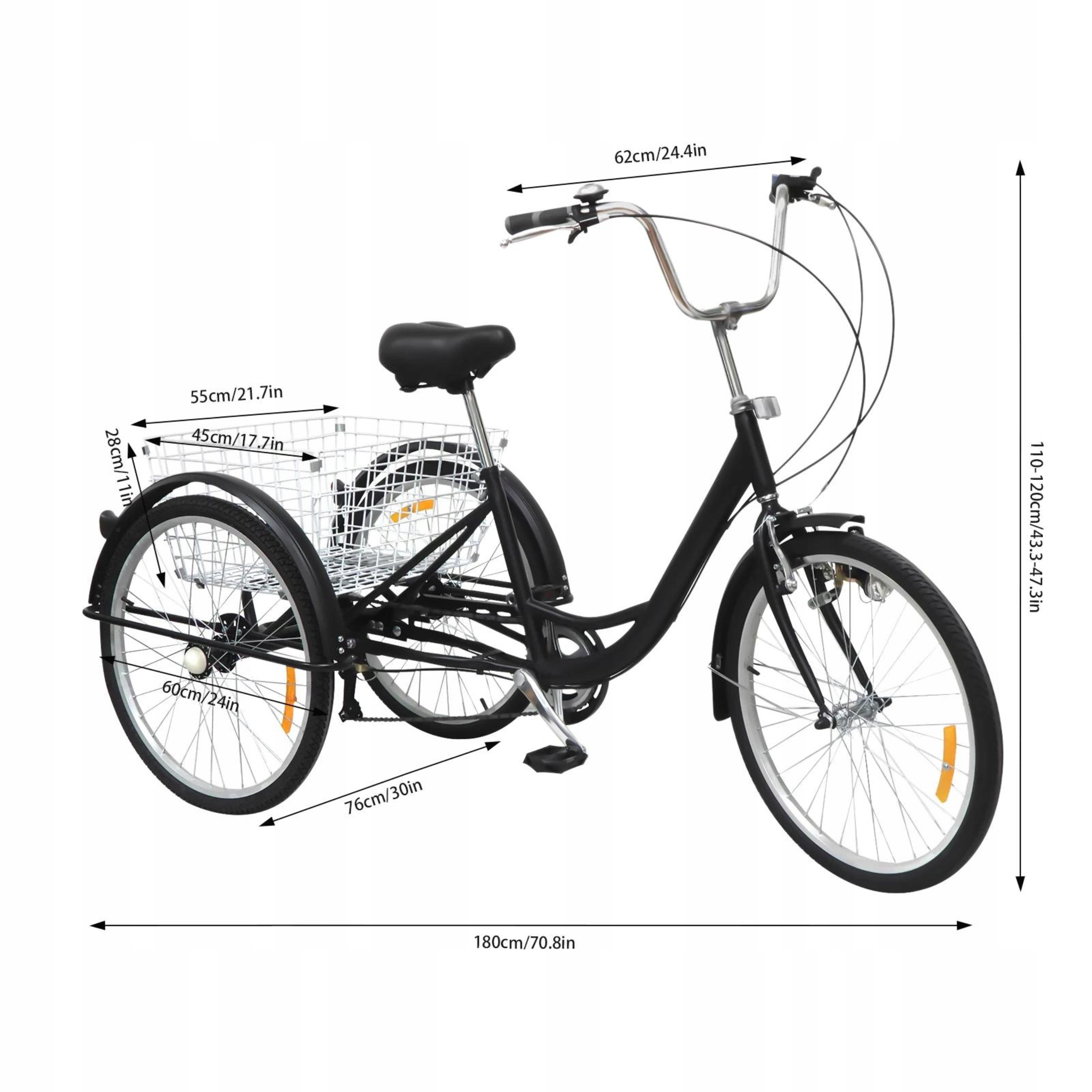 ROWER TRÓJKOŁOWY AEON TRIKE 24" DLA DOROSŁYCH KOSZYK ŚWIATŁO 7 BIEGÓW Kod producenta 341017068