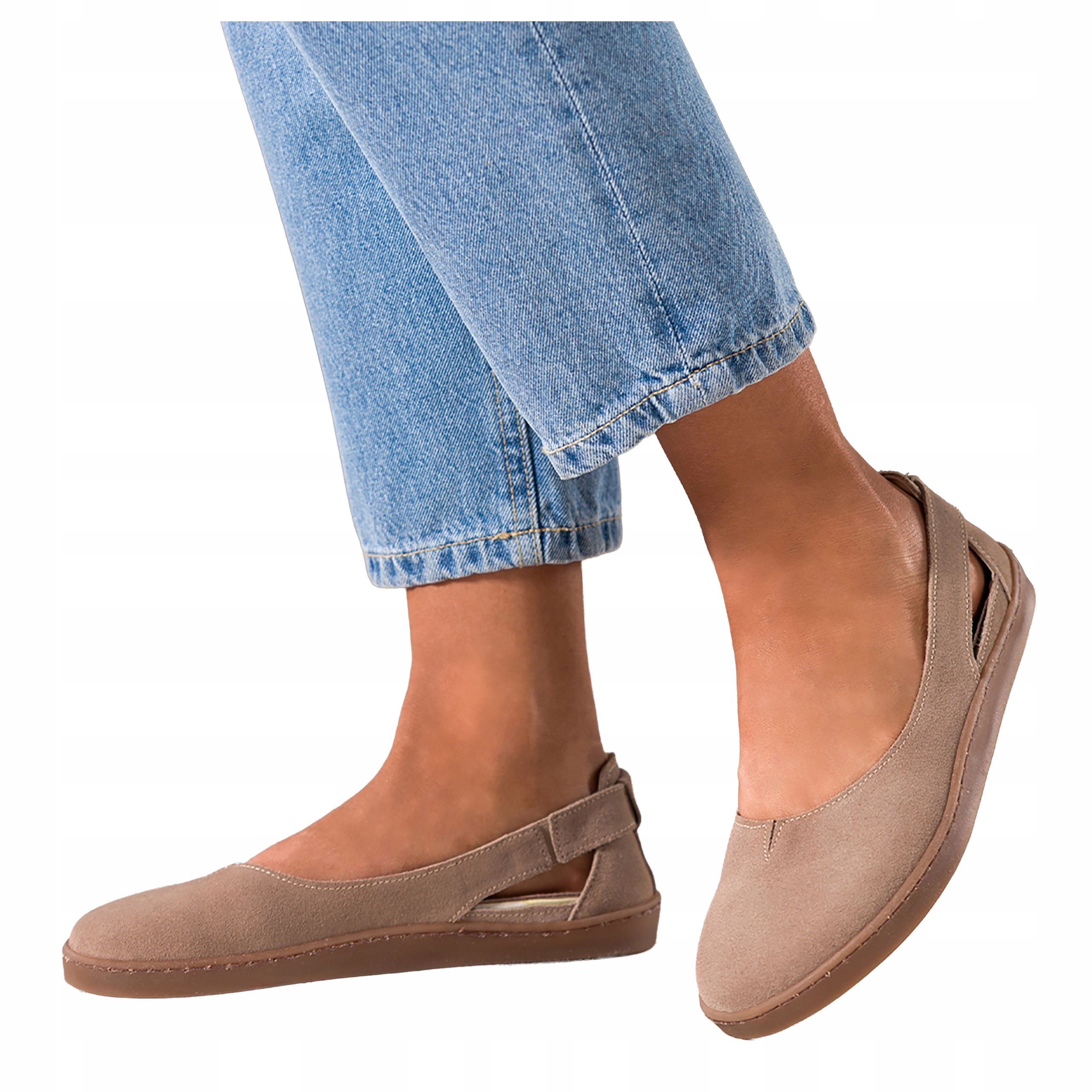 Baleríny Béžové Kožené Dámské Barefoot Semišové Elastické Módní vel 37