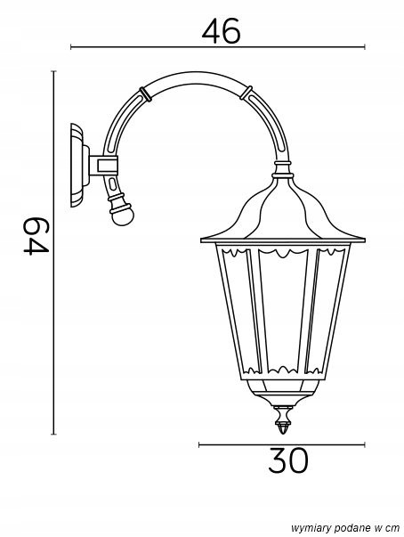 Kinkiet zewnętrzny ogrodowy ozdobny 30x46x64 CZARNA Kolor czarny