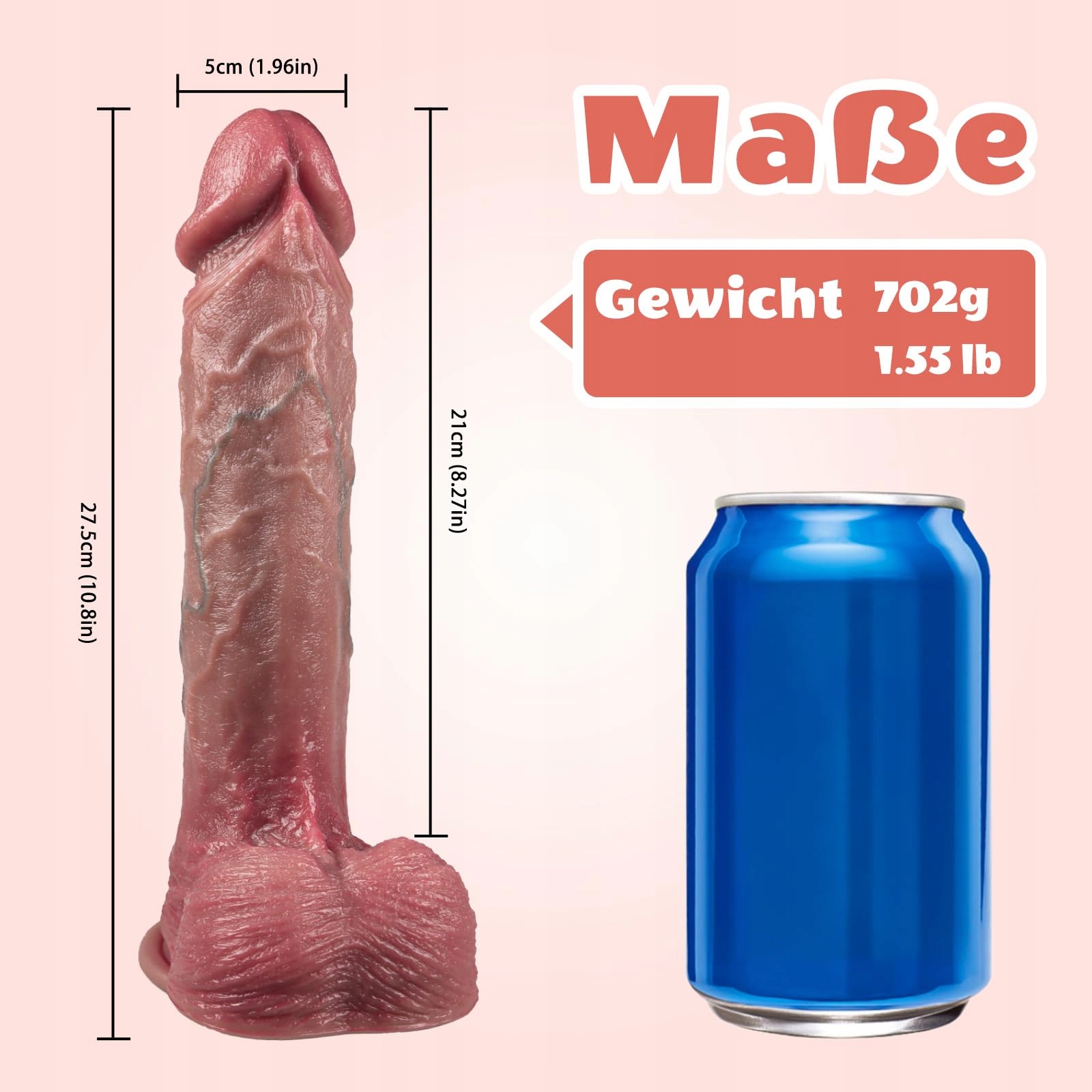 XXL REALISTYCZNY DILDO 27.5CM Z SILIKONU DLA KOBIET Z MOCNYM PRZYSSAWKĄ — miniatura 5
