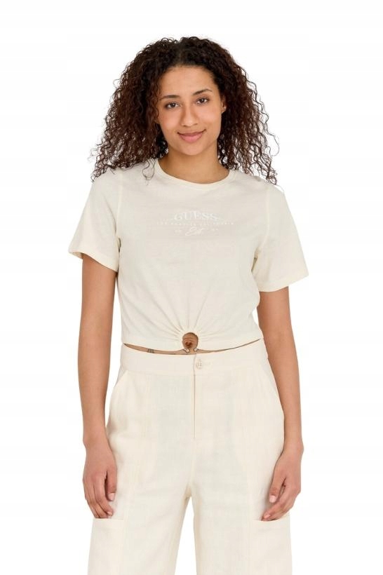 Guess Krémové dámské tričko Cropped Fit M