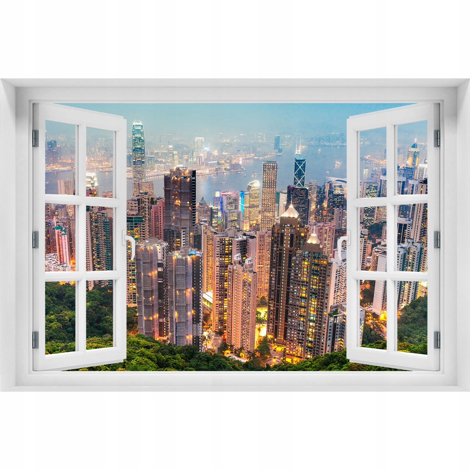 

Naklejka na ścianę 3D Okno widok Hongkong
