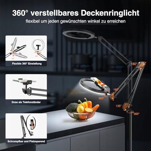 EVERSHOP Lampa Pierścieniowa LED 10" Stojak Telefon Zdalne Sterowanie — miniatura 3