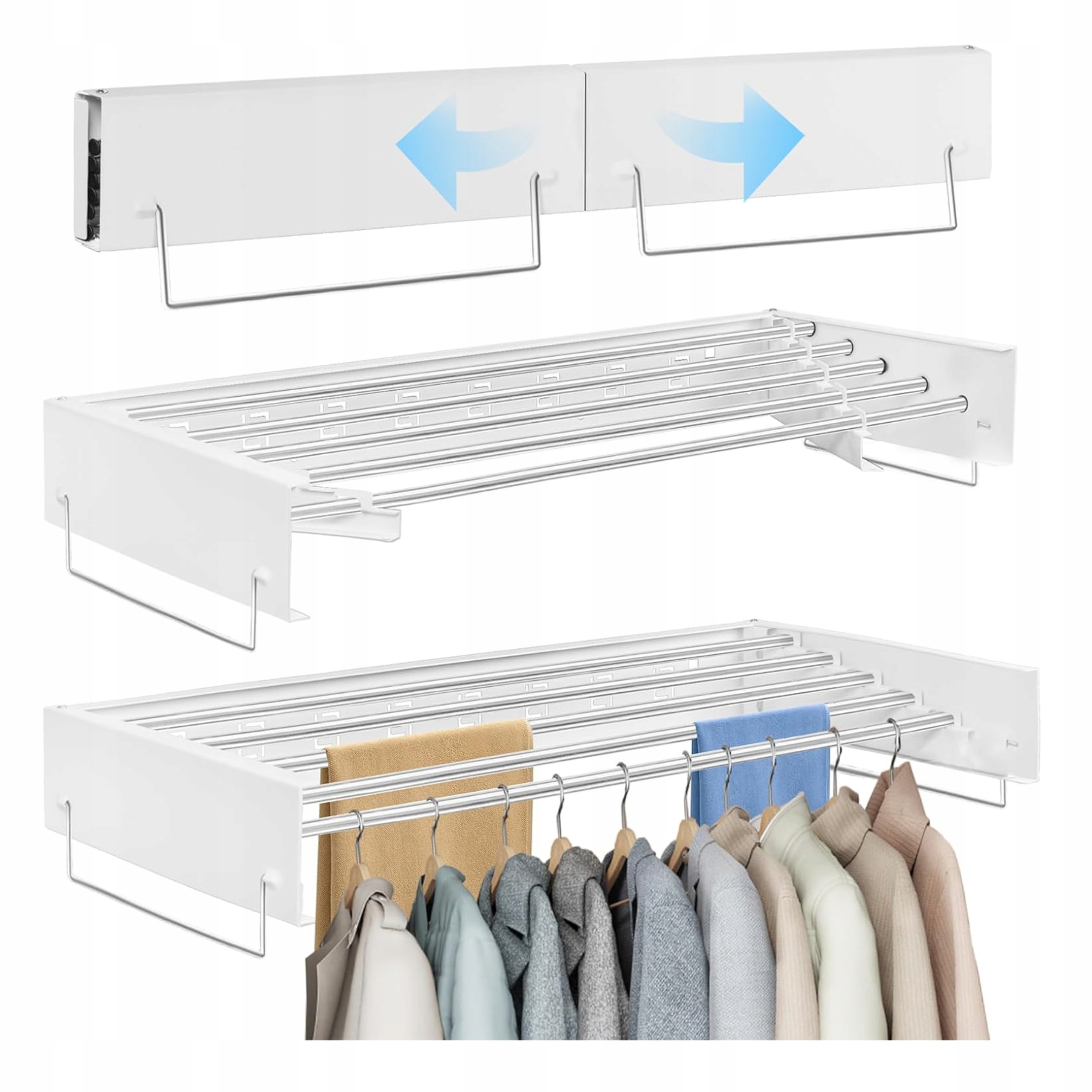 Nástěnný sušák na prádlo skládací 80 cm, 5 tyčí, 25 kg, balkonový