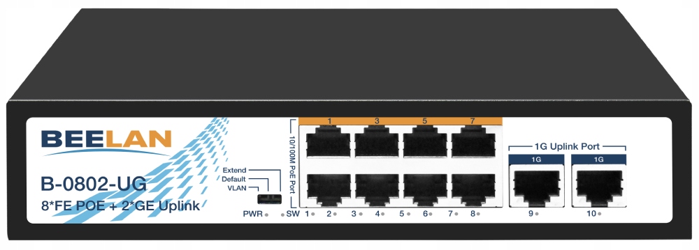 Switch Poe Beelan B-0802-UG 8 port PoE+ 2xGigabit uplink