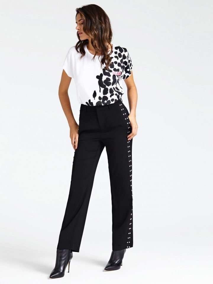 Guess Černé Kalhoty Zdobené Lampasy (26)