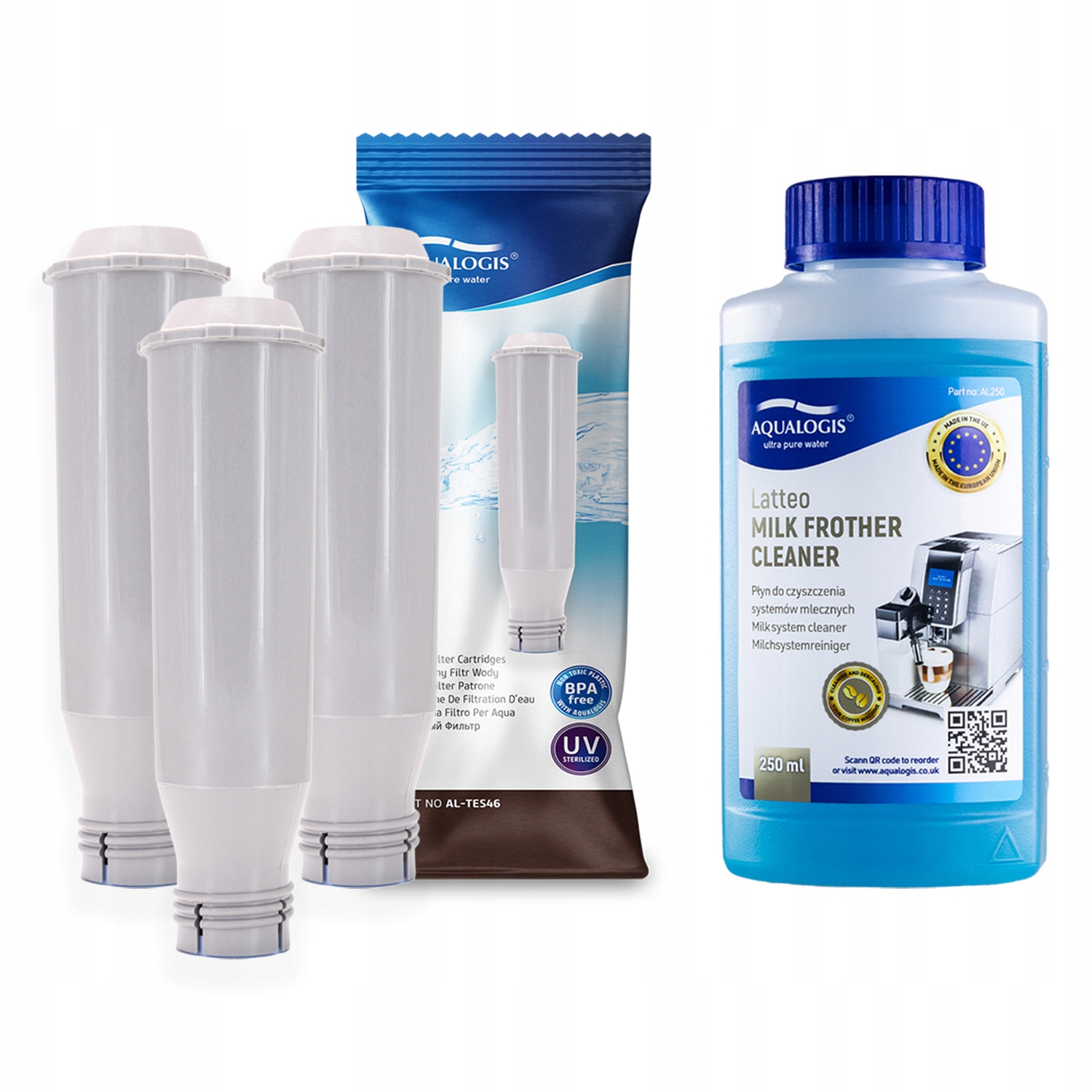 3x Filtr vody AL-TES46 pro kávovar Krups Tekutina Latteo 0,25L