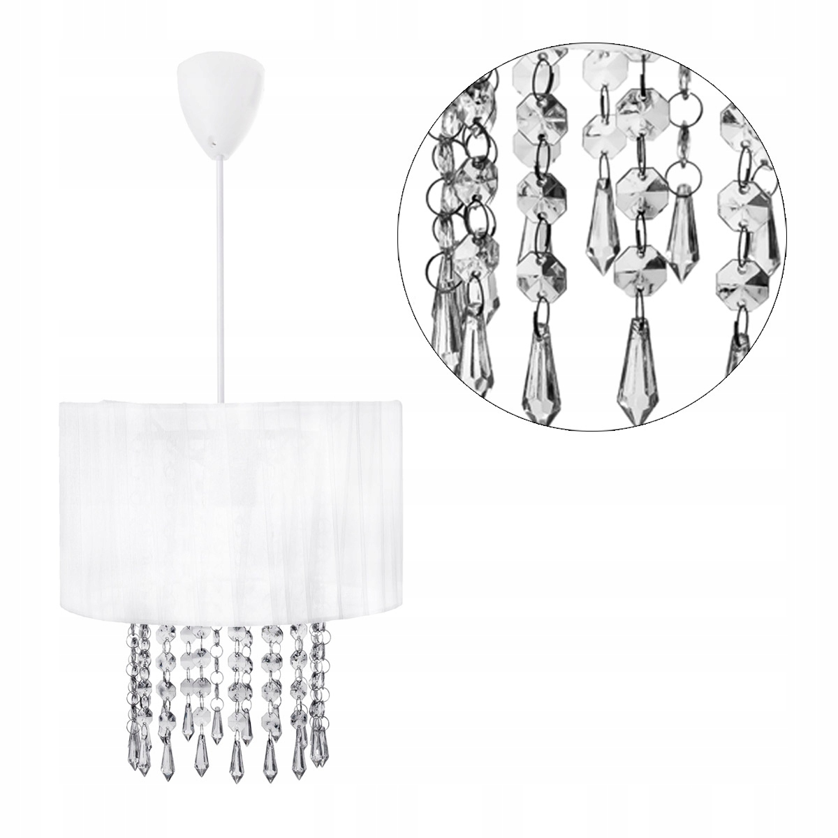 

Lampa sufitowa żyrandol biały glamour ala kryształ