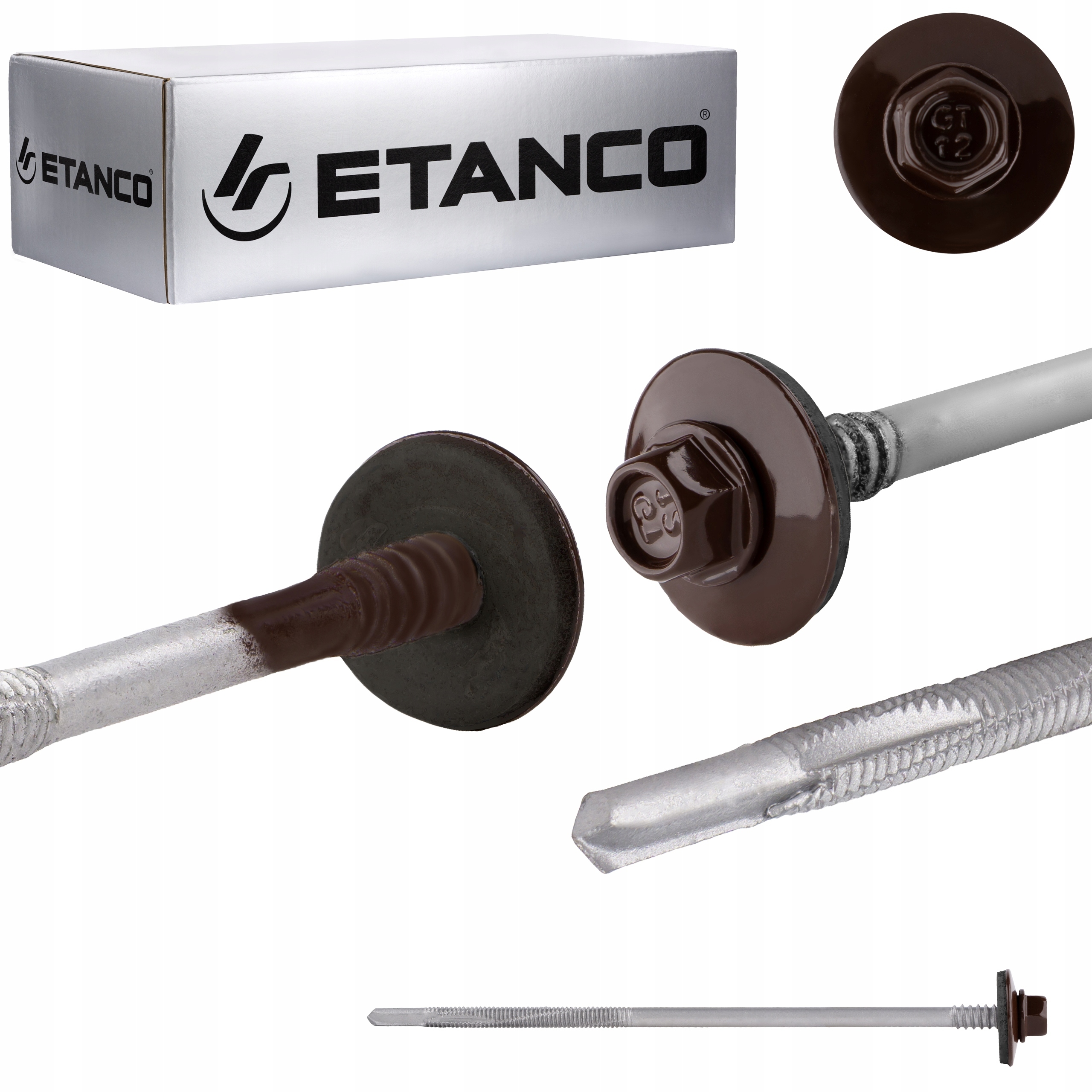 Wkręty do płyty warstwowej 150 mm Ral 8017 100 szt. do metalu Etanco GTR12