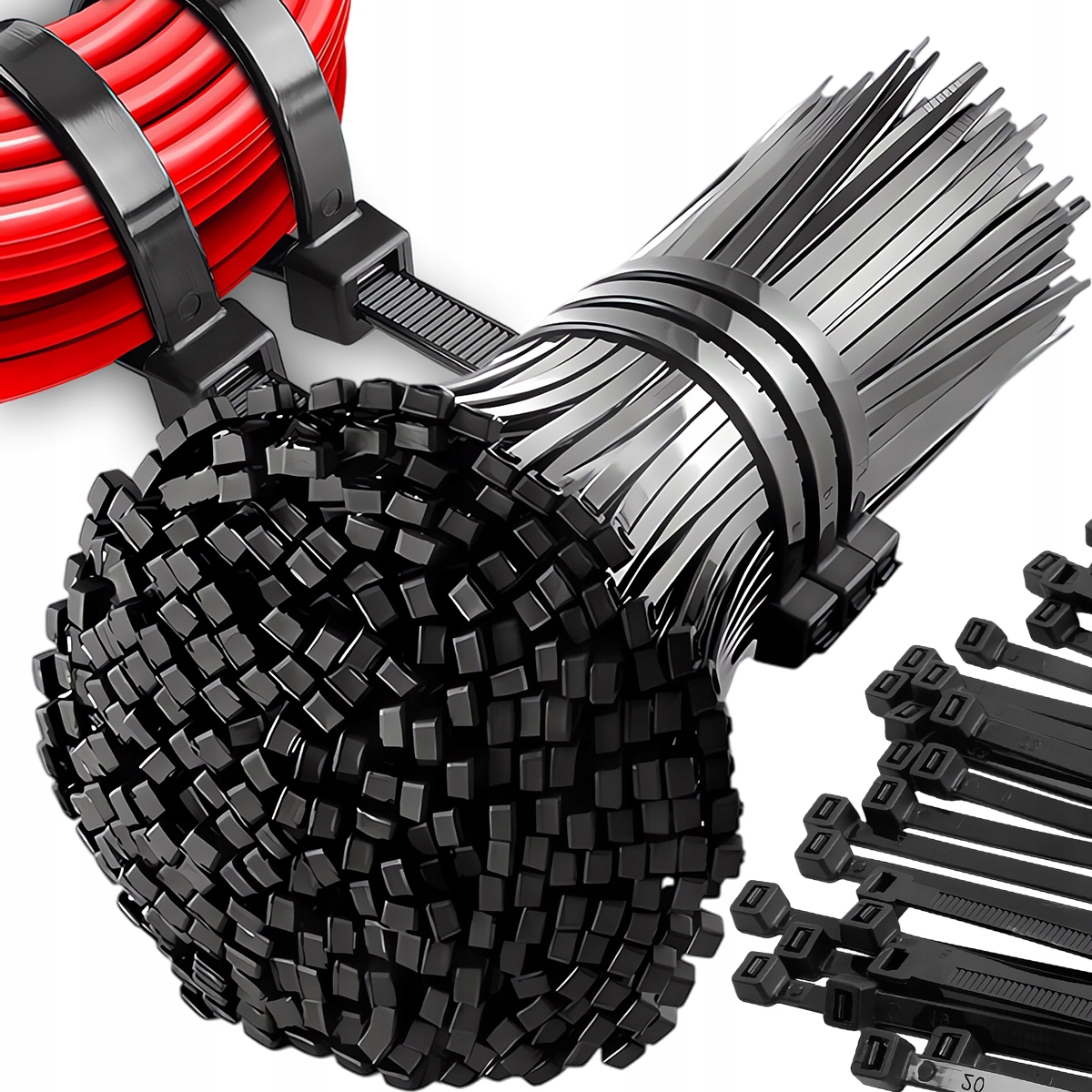 Trytytki Opaski Zaciskowe 2,5x200mm 100SZT Czarne Bardzo Mocne Kablowe