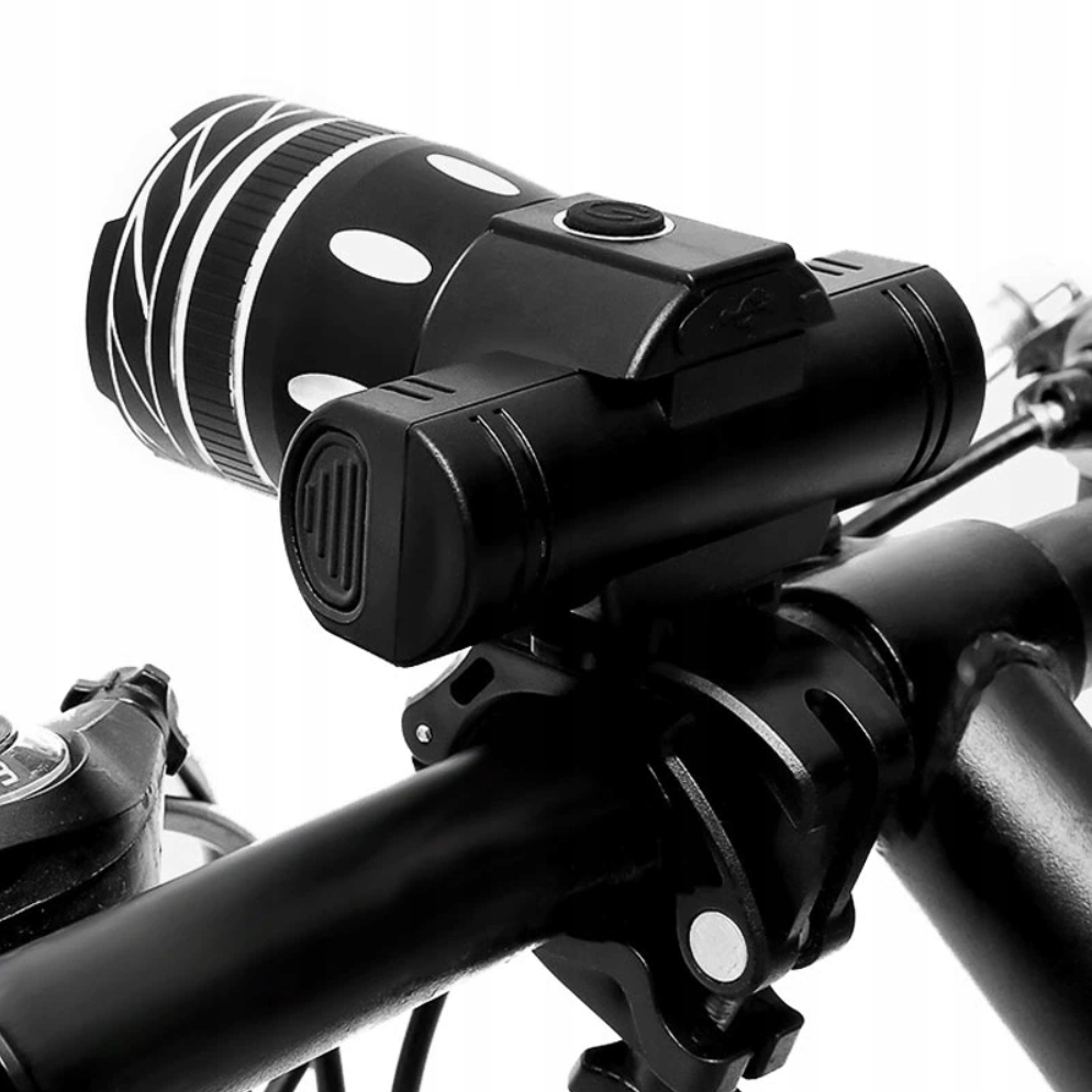 LAMPKA LATARKA LED USB ROWEROWA MOCNA WODOODPORNA 1500LM XML-T6 CREE Zawartość zestawu akumulator lampka uchwyt na kierownicę