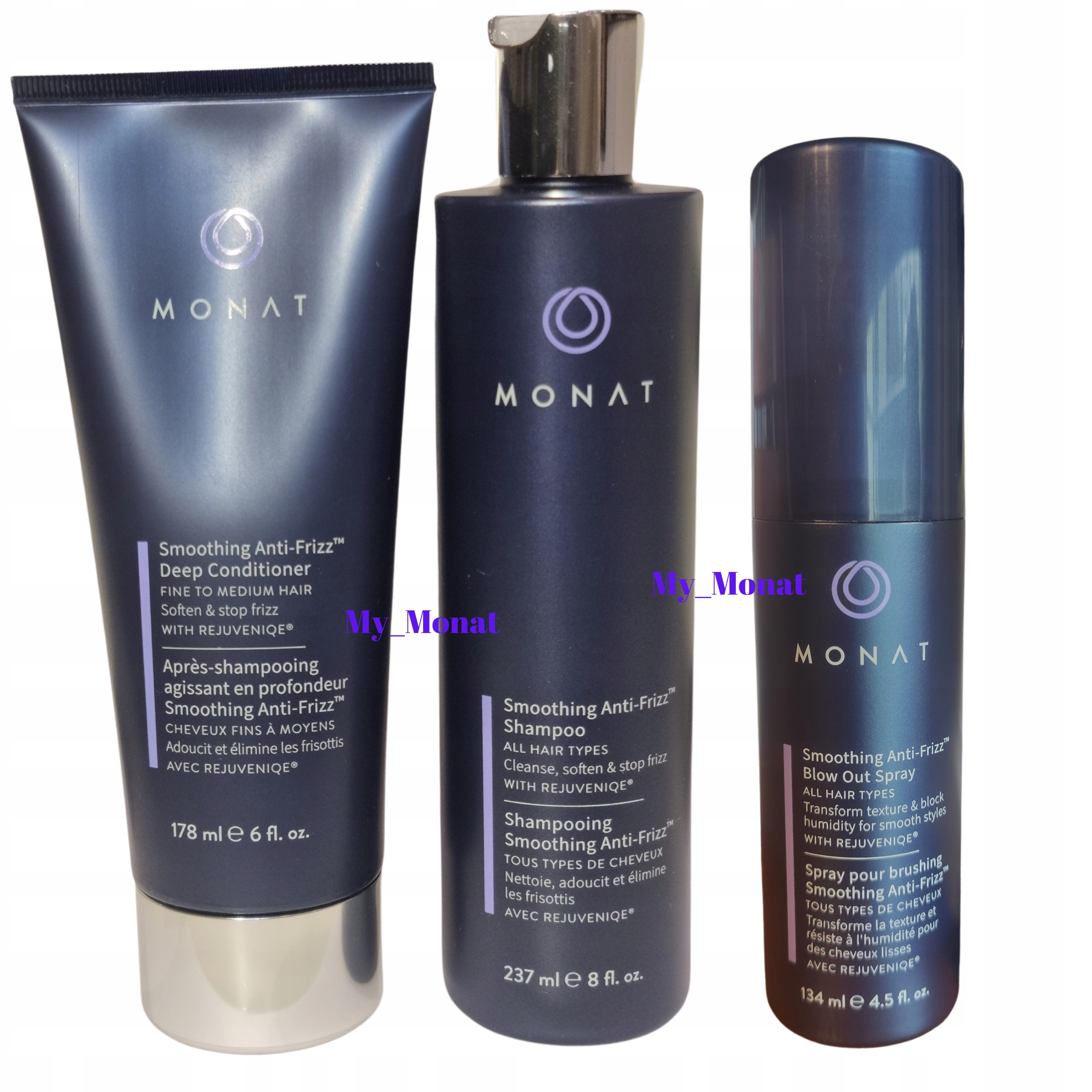 Monat Smoothing Anti-Frizz šampon, kondicionér, sprej