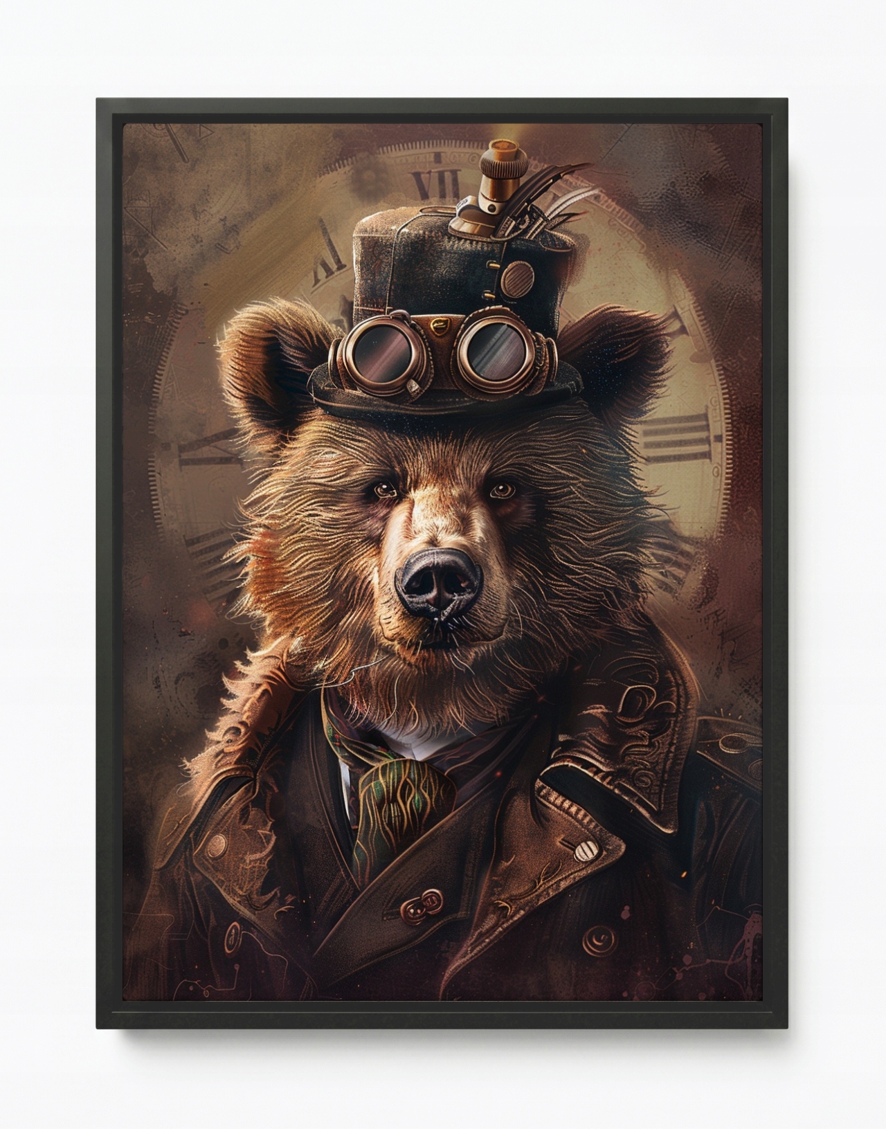 Obraz Rám Americký Box Portrét Medvěd Medvídek Steampunk Industrial 75x100