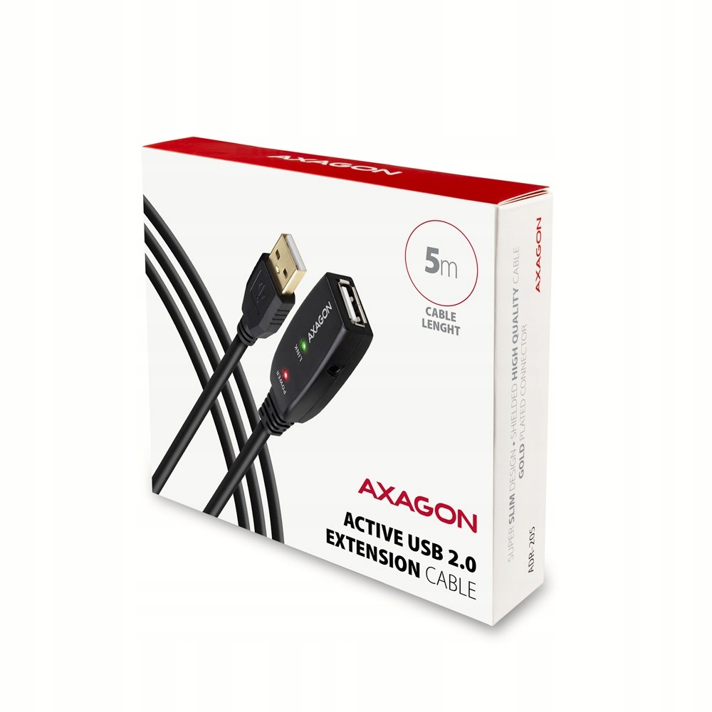 Axagon ADR-205 Aktywny przedłużacz Usb 2.0 A-m-a-f 5m czarny