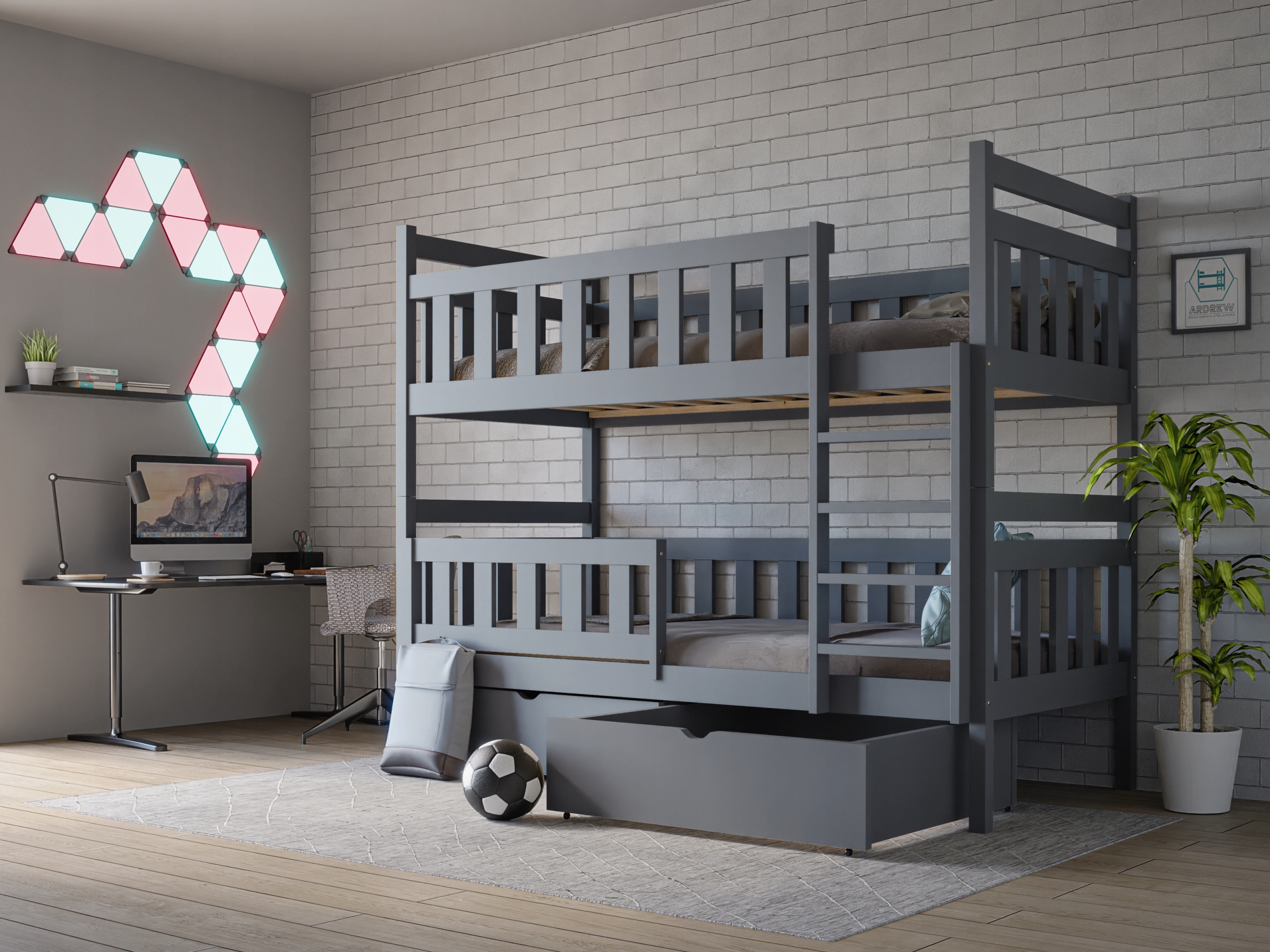 Łóżko piętrowe SŁAWEK Kolor bezbarwny