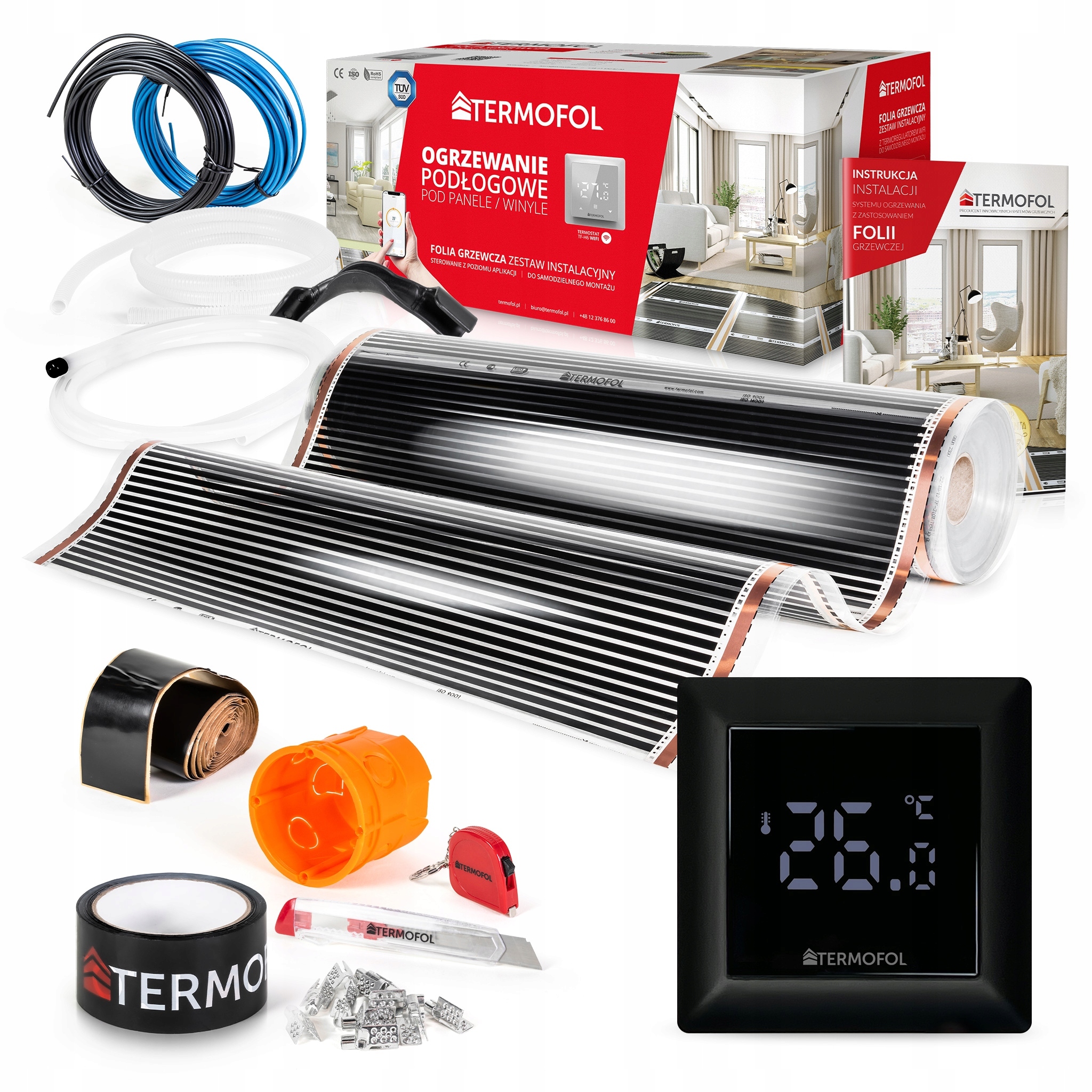 Vykurovacia Fólia Sada Infračervená, výkon 140 W 100 cm, objem 1 m² TF-H6 Black