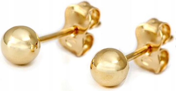 Náušnice zlaté 585 14k kuličky 3 mm hladké tyčinky/šroubky dámské klasické
