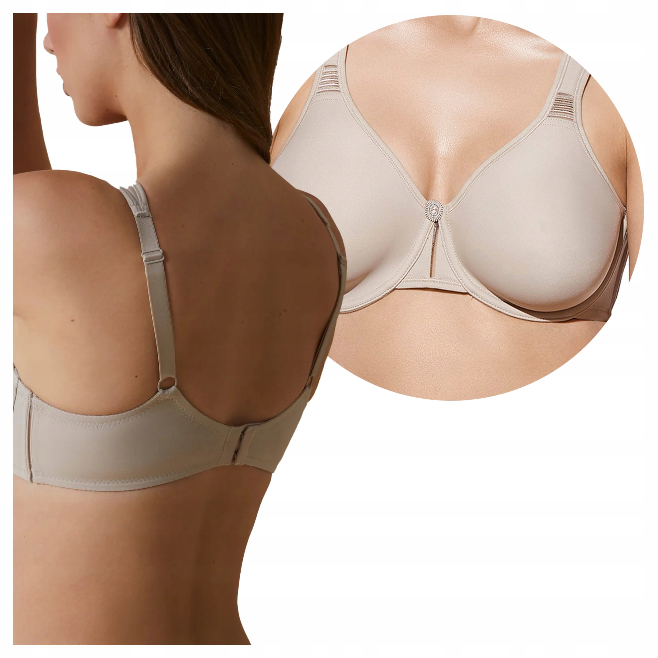 Podprsenka Měkká Hladká Mikrovlákno Pohodlná Ramínka Lorea Béžová 90F