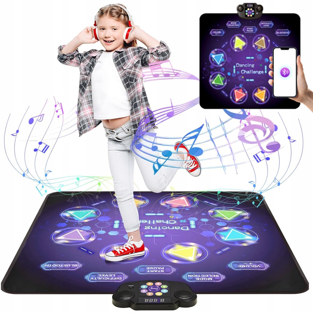 Muzyczny Dywan Taneczny Dla 2 Osób , Mata Do Tańca Z Bluetooth 8 Trybów