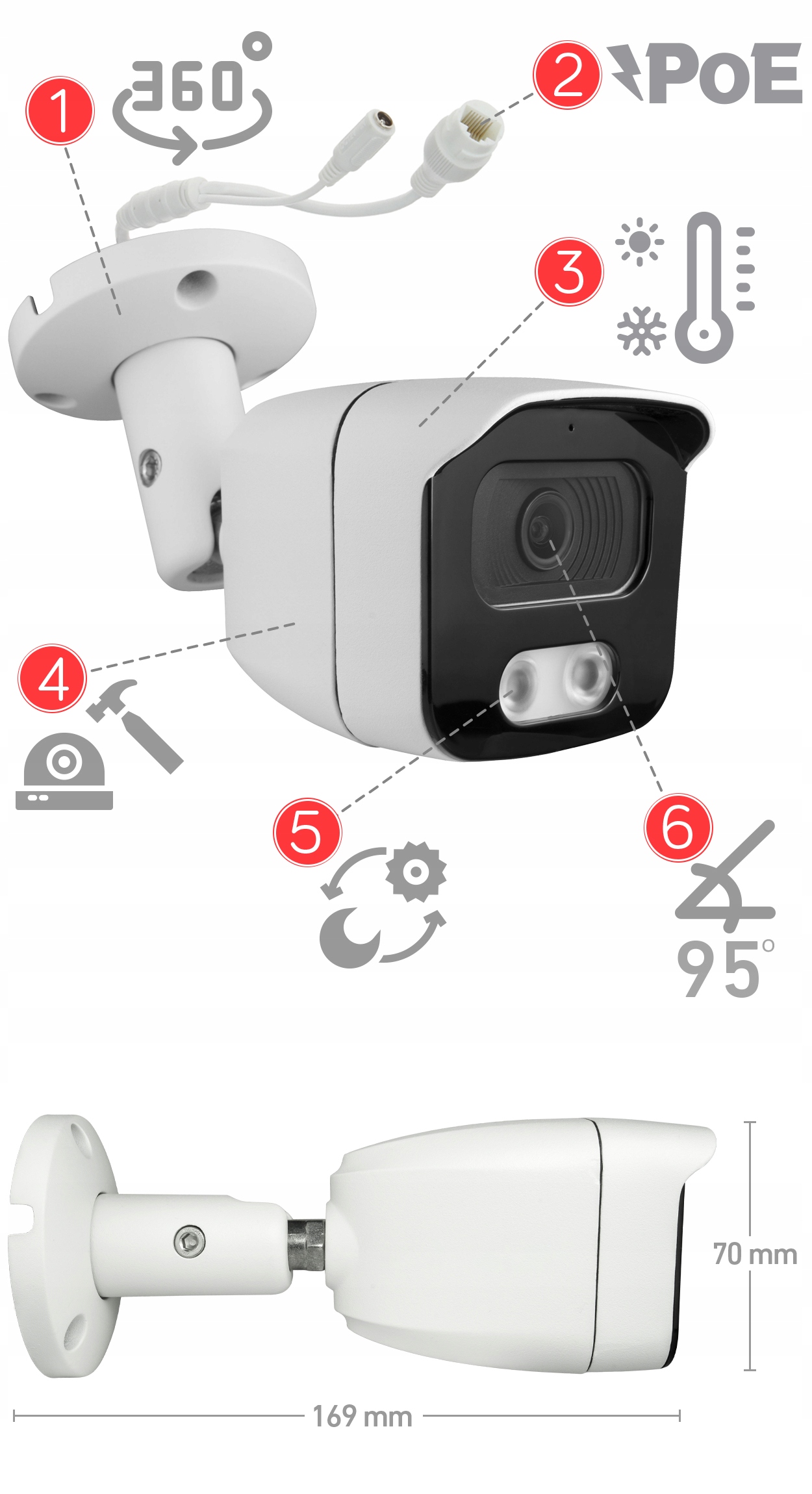 Kamera IP 8MP 4K PROTEC TUBOWA IP66 ZEWNĘTRZNA Kod producenta PR-IPT1800