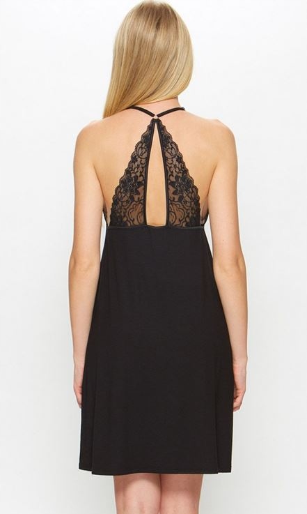 MISS FABIO KOSZULA NOCNA 54/2-219 CZARNY R.L Dekolt szpic