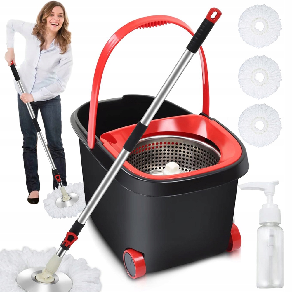 Levně Sada Rotačních Mopů 360 Stupňů 3 Vložky Z Mikrovlákna Bonus