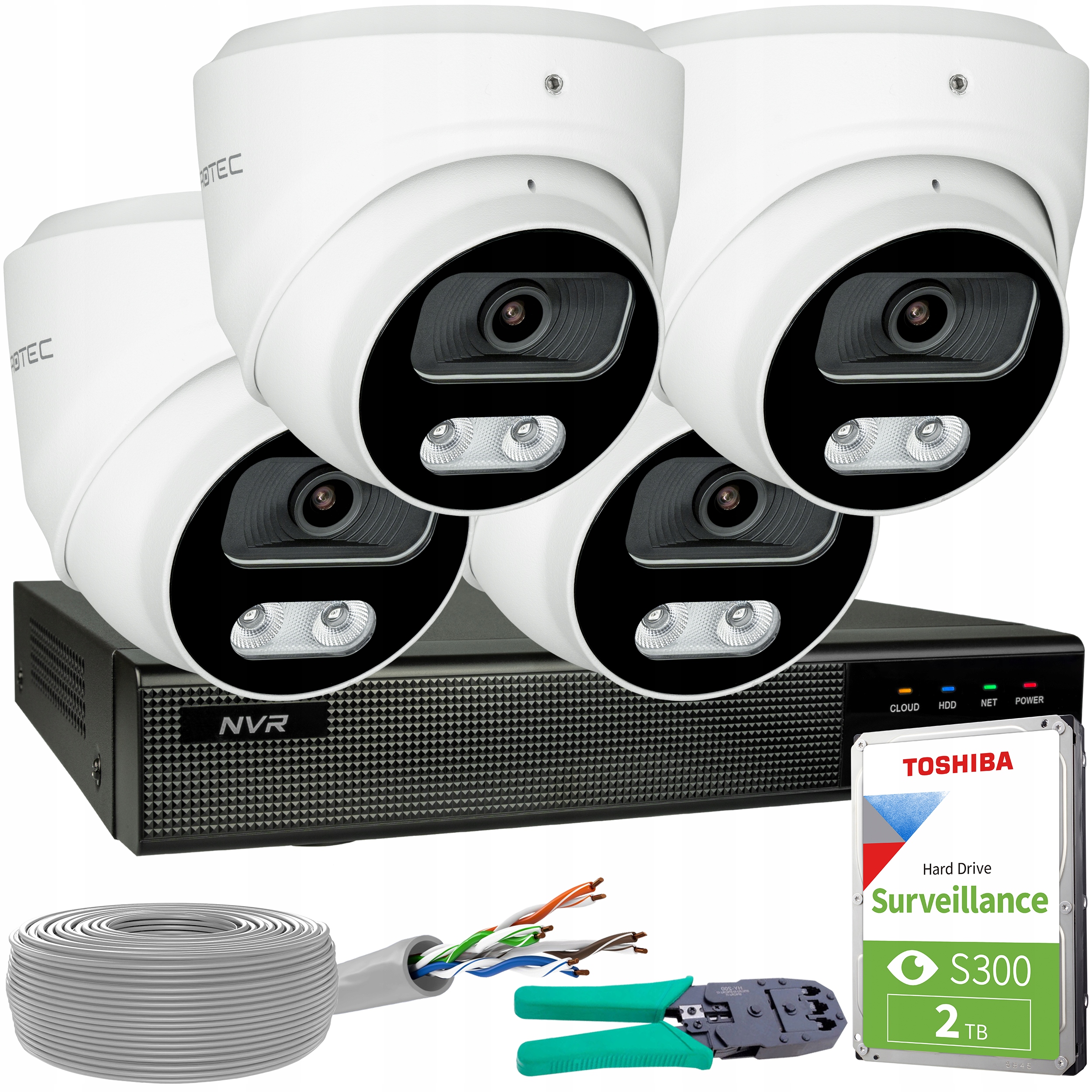 Monitorovací sada 4 Ip kamery 8MP 4K Poe Detekce lidí a vozidel Hdd 2TB