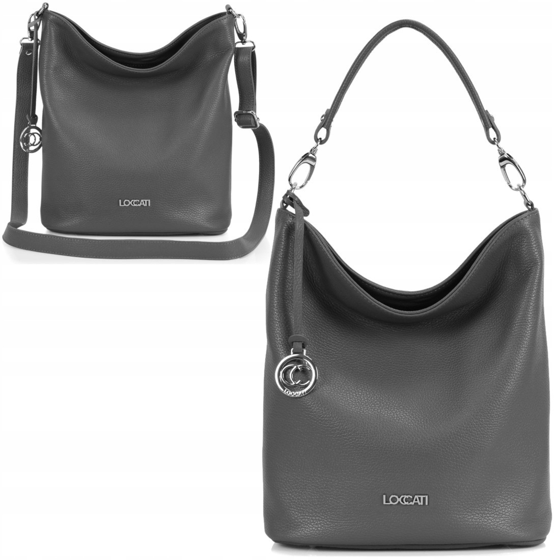 

Włoskie torebki damskie szare skórzane na ramię