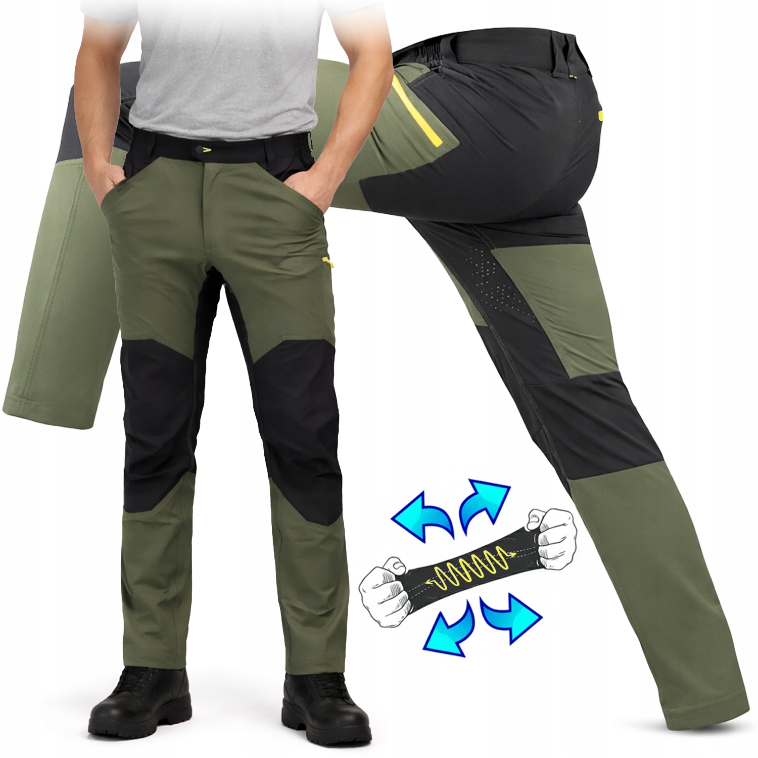 Ultra Elastyczne Spodnie Robocze Bojówki Outdoor Męskie Do Spandex