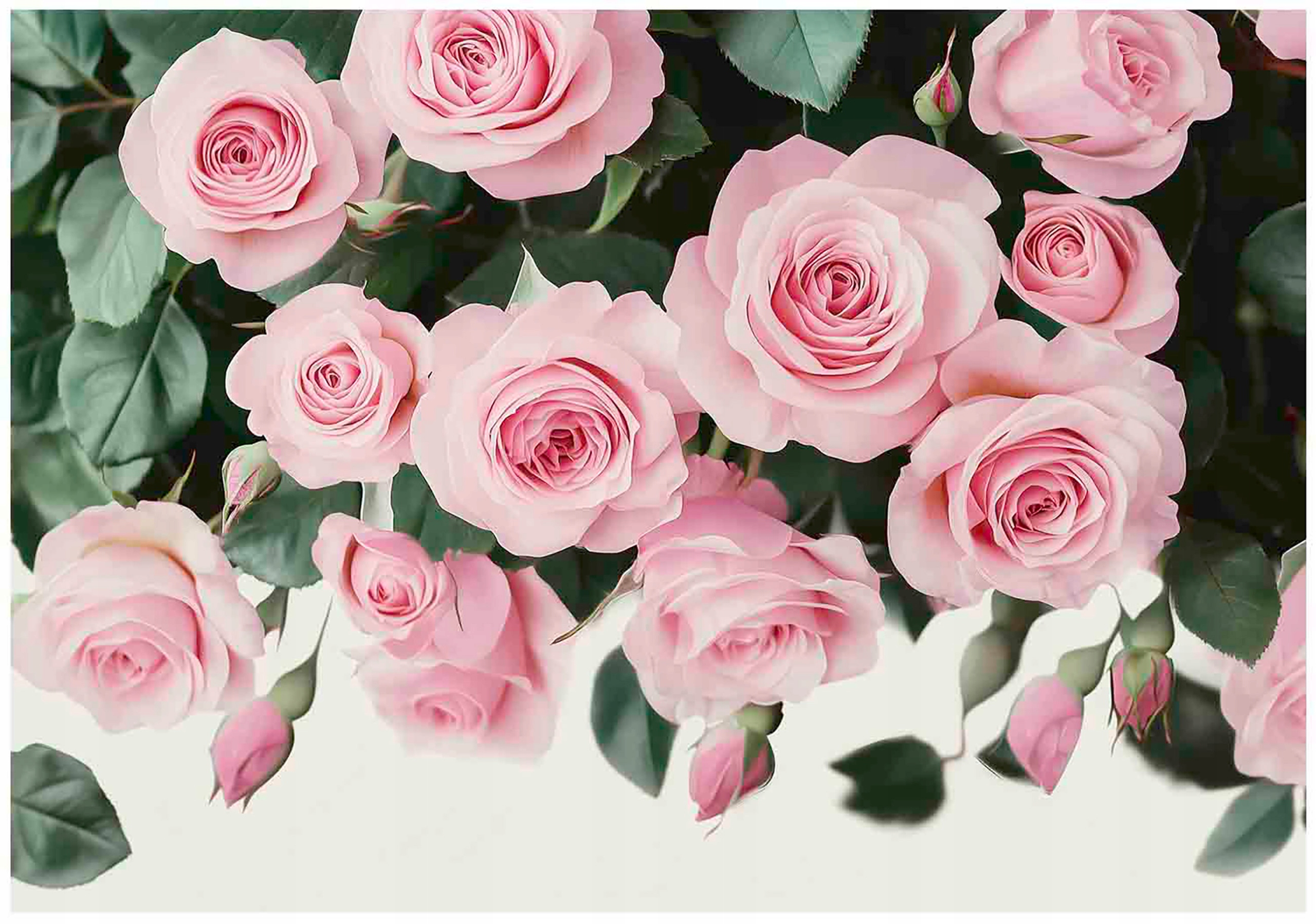 Fototapeta Ružové Kvety Ruže Listy Závesné Príroda Romantická 400x280