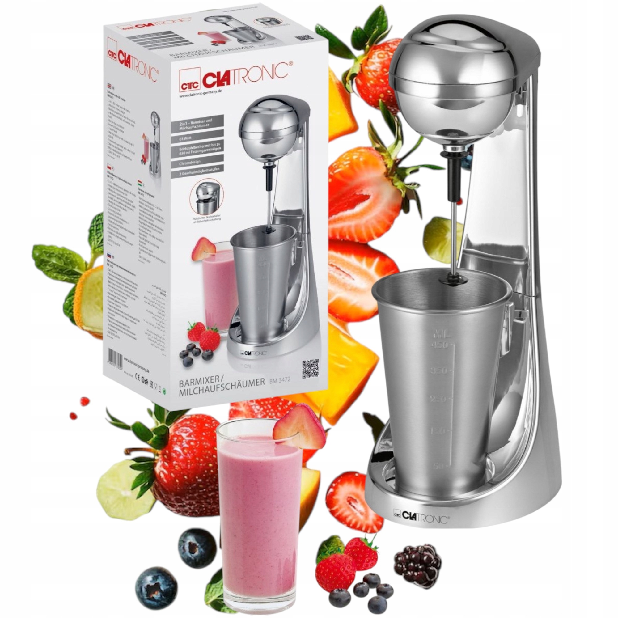 Mikser Do Napojów Milkshaker Koktajler Barowy Spieniacz 3W1 Koktajli Mleka-Zdjęcie-0