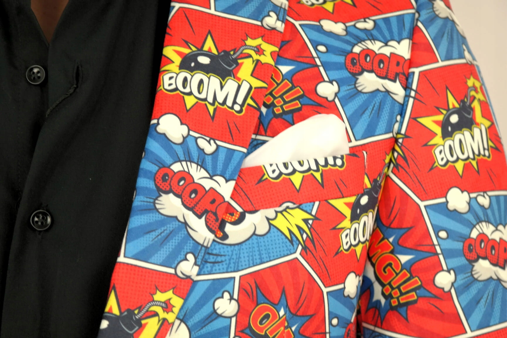 GIOVANNI PERA Marynarka męska D408 komiks 58 Wzór dominujący inny wzór