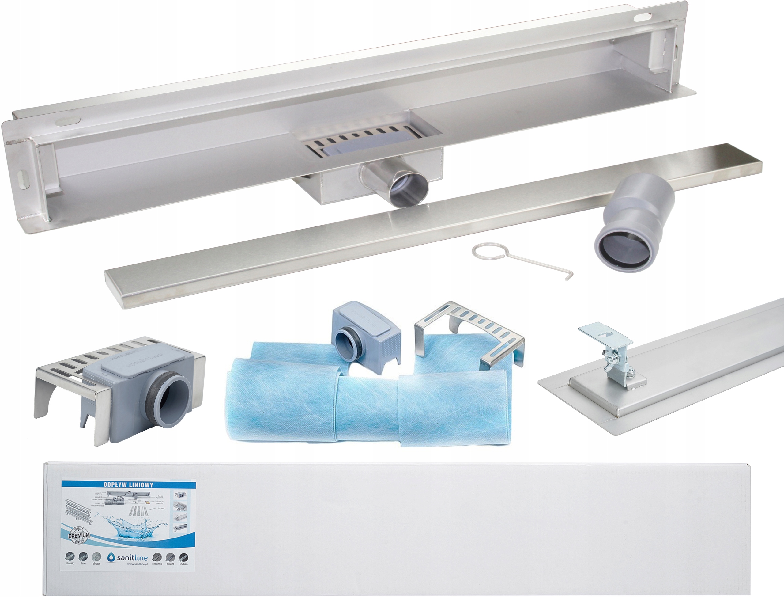 

Sanitline Odpływ liniowy ścienny 80cm Pod Płytkę