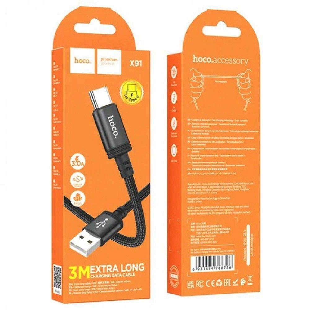 Hoco Kabel Usb A Do Typ C 3A X91 3 M Czarny