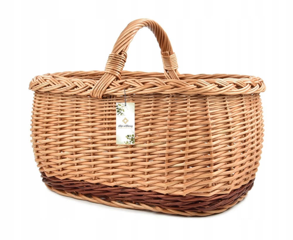 Proutěný koš na zavazadla s nízkou rukojetí Na Nákupy houby Zelenina 45 cm