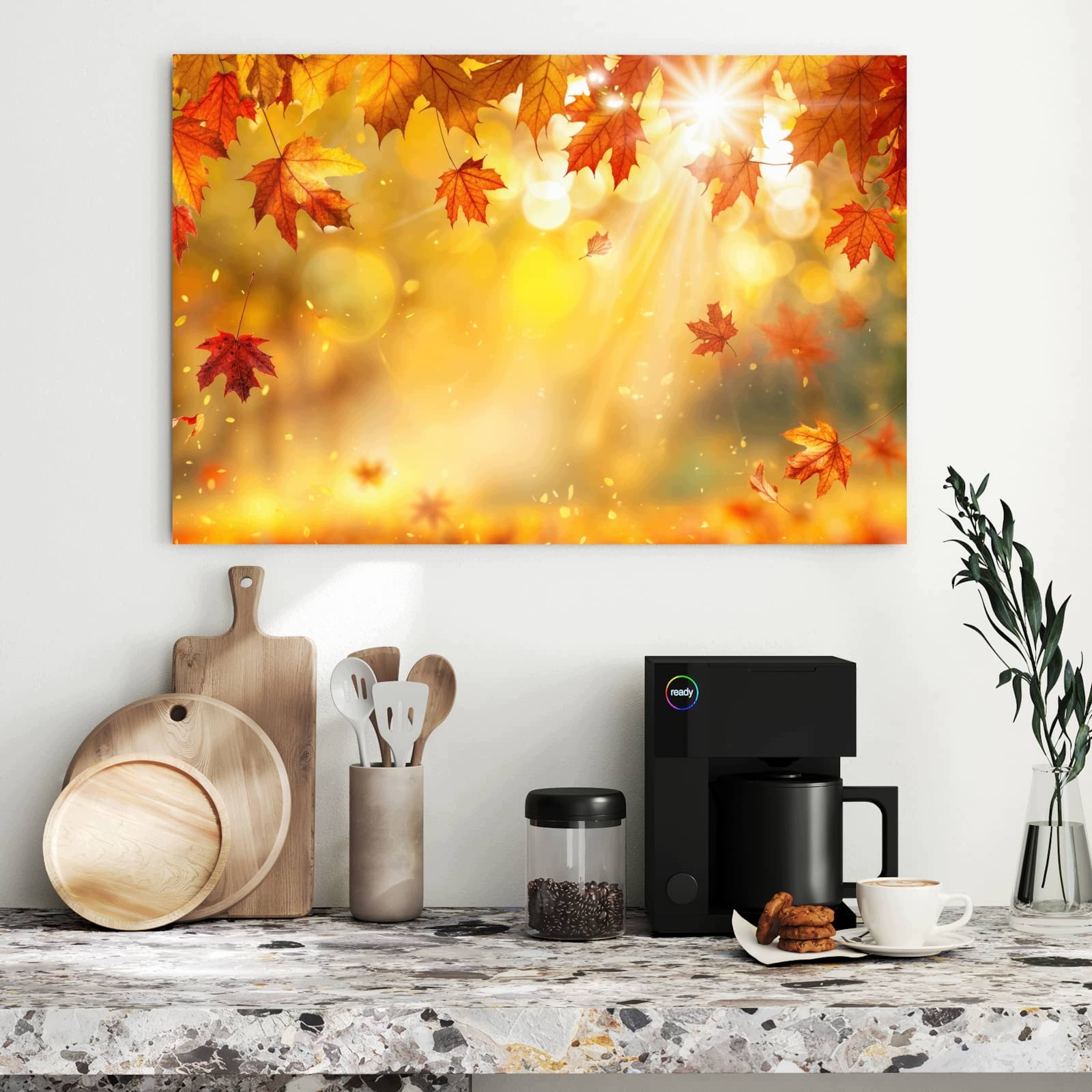Magnetická tabule Podzimní listy Slunce 90 × 60 cm