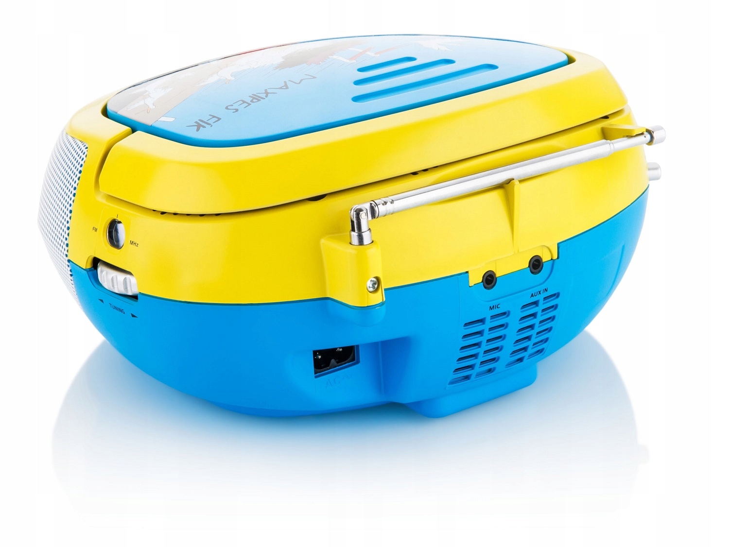 BOOMBOX RADIO DLA DZIECI KARAOKE MIKROFON CD USB Kolor żółty