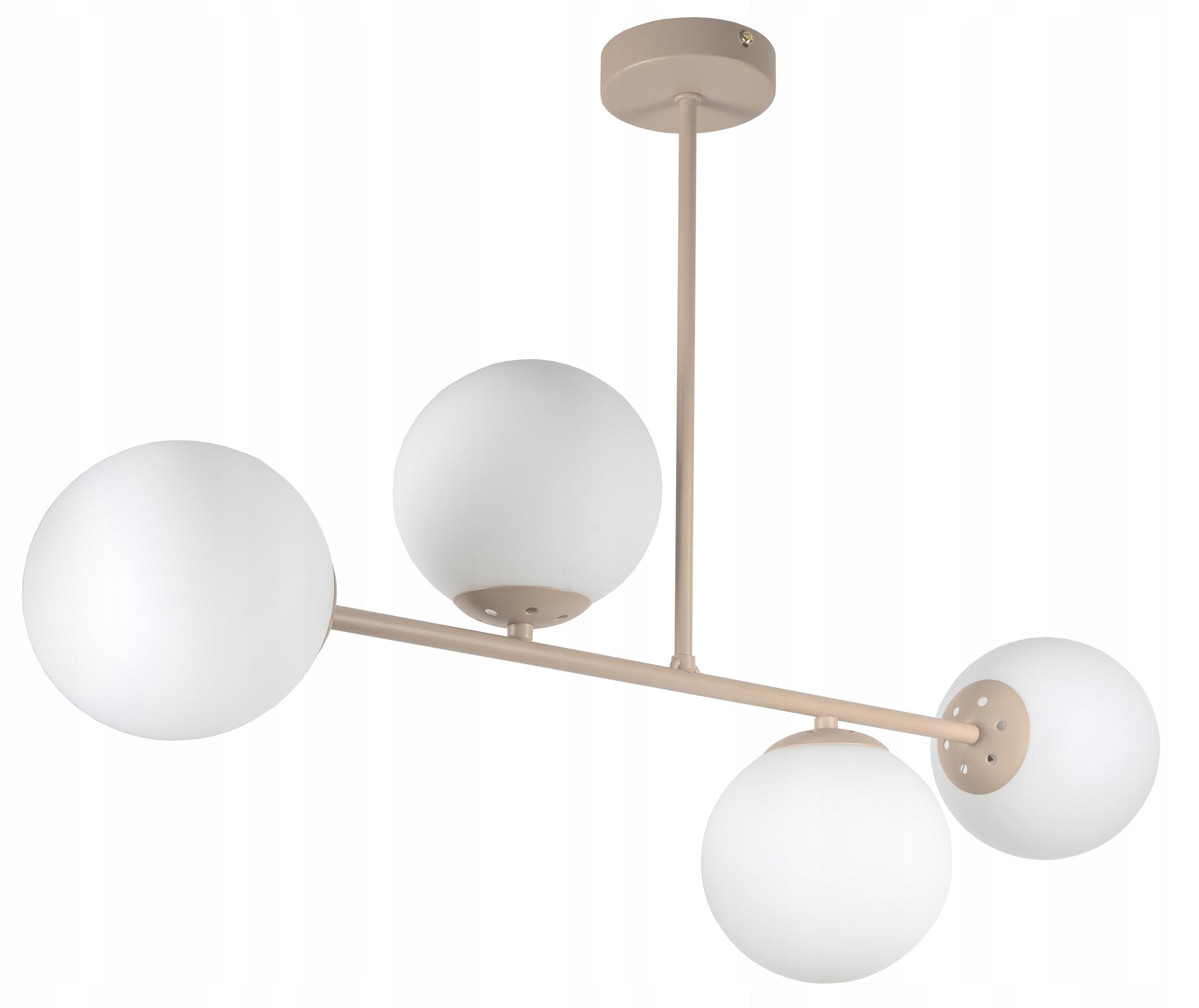 LAMPA PLAFON WISZĄCA SUFITOWA ŻYRANDOL NOWOCZESNA ECRU BEŻ BIAŁE KULE LED