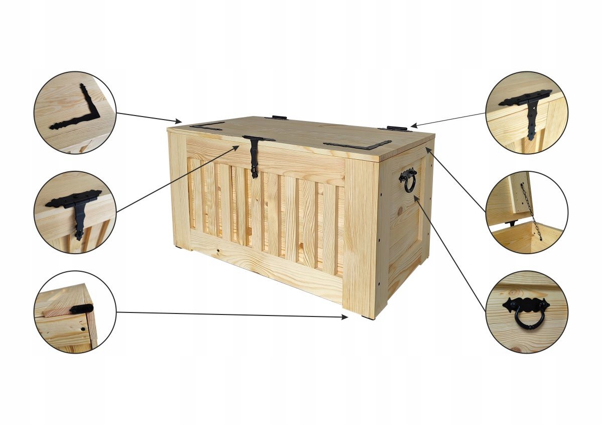 SKRZYNIA DREWNIANA EKOSTYL - NATURALNIE OLEJOWANA 140l Marka Wik-Drew