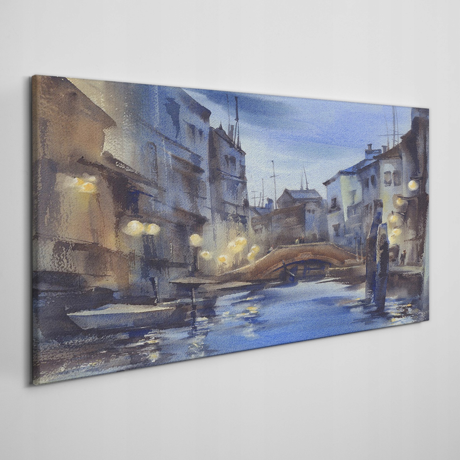 

Obraz na płótnie Most łodzie rzeka miasto 120x60
