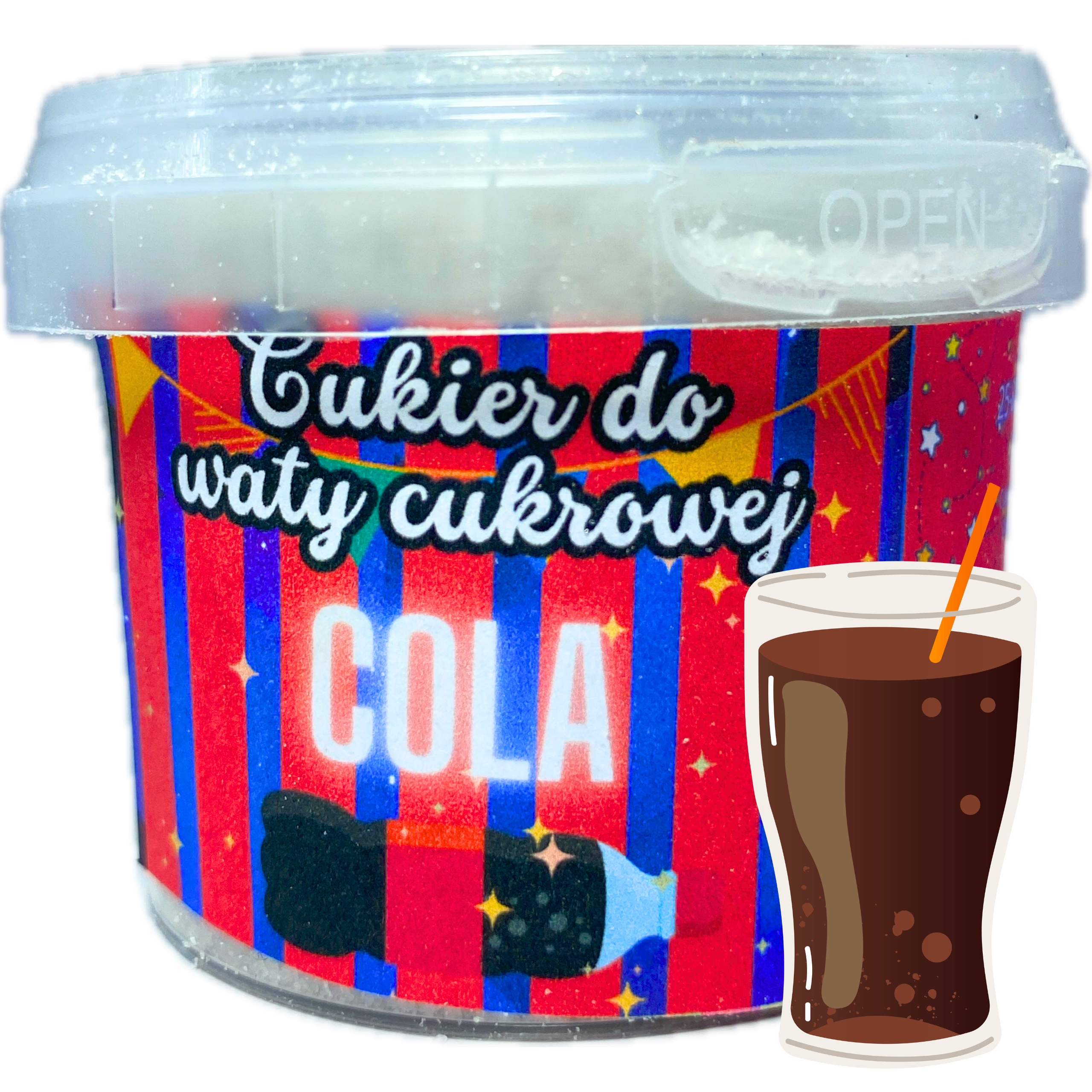 KOLOROWYCH Cukrów do Waty Cukrowej 12x100g PATYCZKI MIARKI POSYPKA Stan opakowania oryginalne