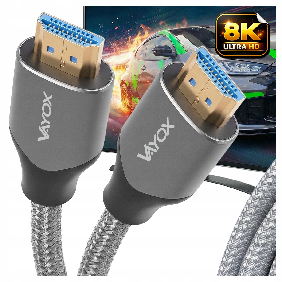KABEL HDMI 2.1 8K PRZEWÓD ULTRA HIGH SPEED 48Gbps eARC FHD 240Hz VAYOX 1m