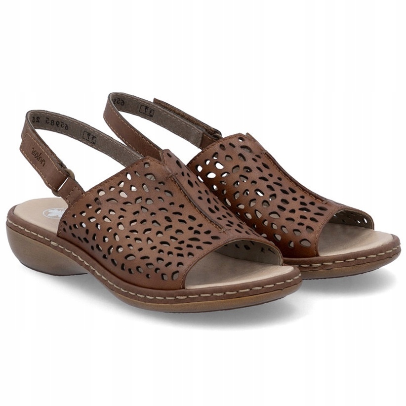Rieker 65985-25 Hnědé dámské sandály hnědé Kůže Vel. 36