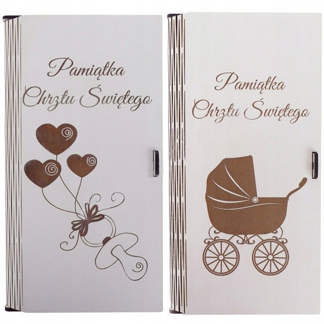 DREWNIANY KARNET DL - CHRZEST /PAMIĄTKA CHRZTU ŚW.