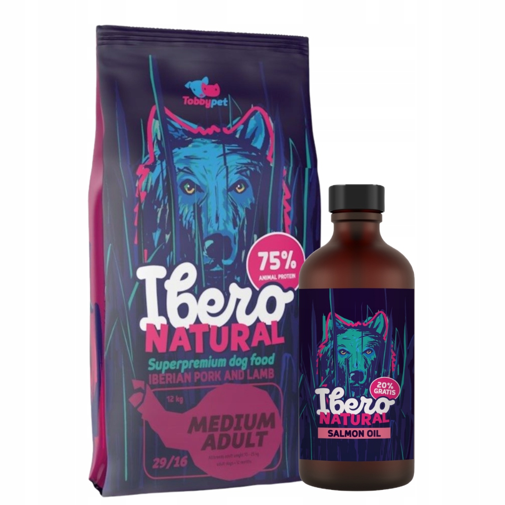 Levně Balíček pro psy středních plemen: Ibero Medium Adult lososový olej Ibero